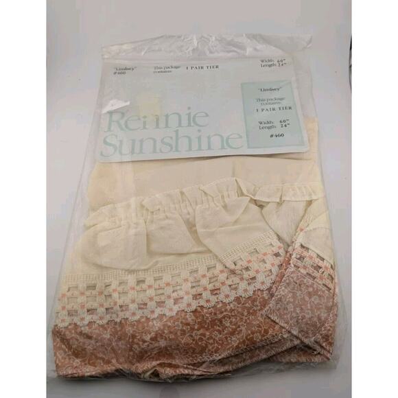 Rennie Sunshine One Pair Tier Lindsey Apricot Window 60x24" #460 Orange - Picture 1 of 4